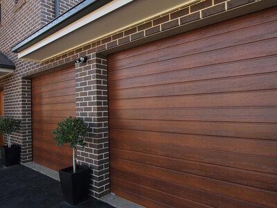 Timber look garage doors